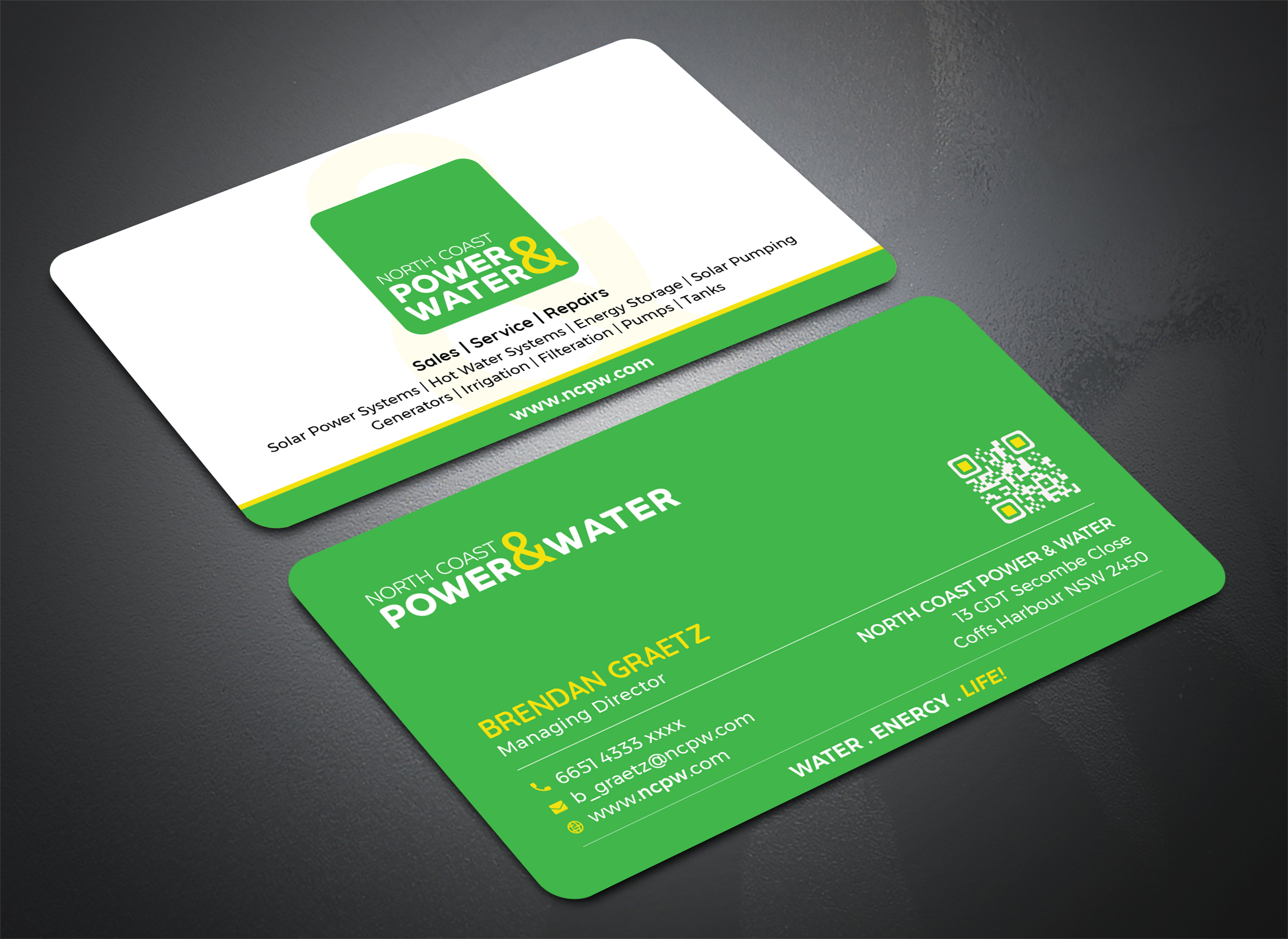 Visitenkarten-Design von Bold Pixels für North Coast Power & Water | Design #28938687
