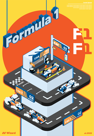 Formula One themed vector poster / postcard | Graphic Design by Aditio
