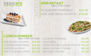 Restaurant Menu Design for Meal Prep offered in a food display cooler at a local Gym | Diseño Gráfico por Rougx. Creative Studio