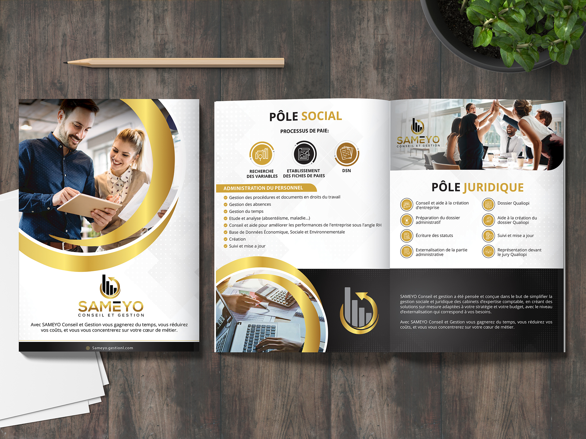 Brochure Design by alex989 for SAMEYO Conseil et Gestion  | Design #28942691