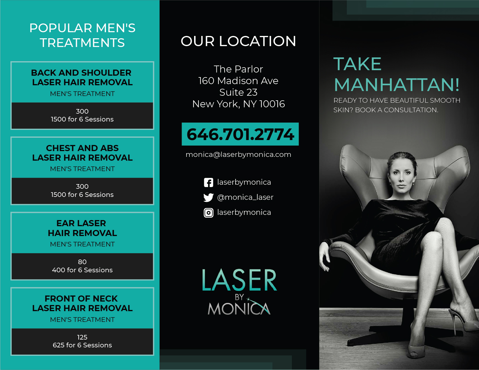 Brochure Design by 3Guys for Laser by Monica | Design #28963134