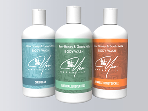 All Natural Raw Honey & Goats Milk Body Wash Labels | Label Design by connexis