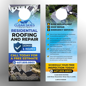 Roofing company needs a door hanger designed. | Flyer-Design von ecorokerz