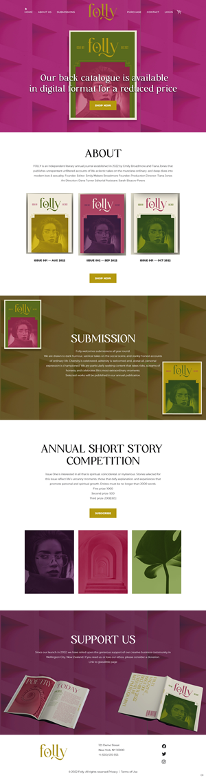 Squarespace website build: Folly literary annual (initial design work supplied) | Web-Design von pb