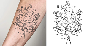Minimalist Momma Bear & Cubs Tattoo | Diseño de Tatuaje por D'Mono