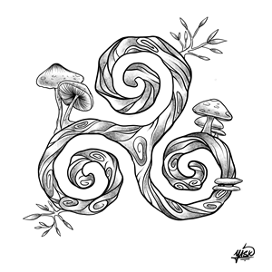 Large back tattoo of tree stump and fungi | Tattoo Design by El Yisk 2