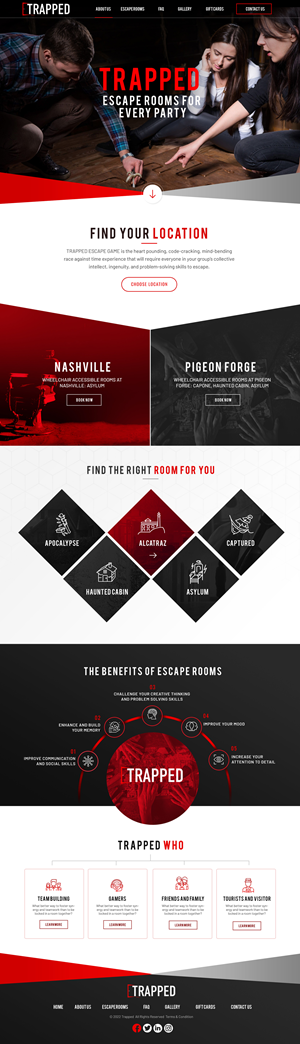 Web Design by Blue Sparrow for Trapped Escape Game | Design: #28966350