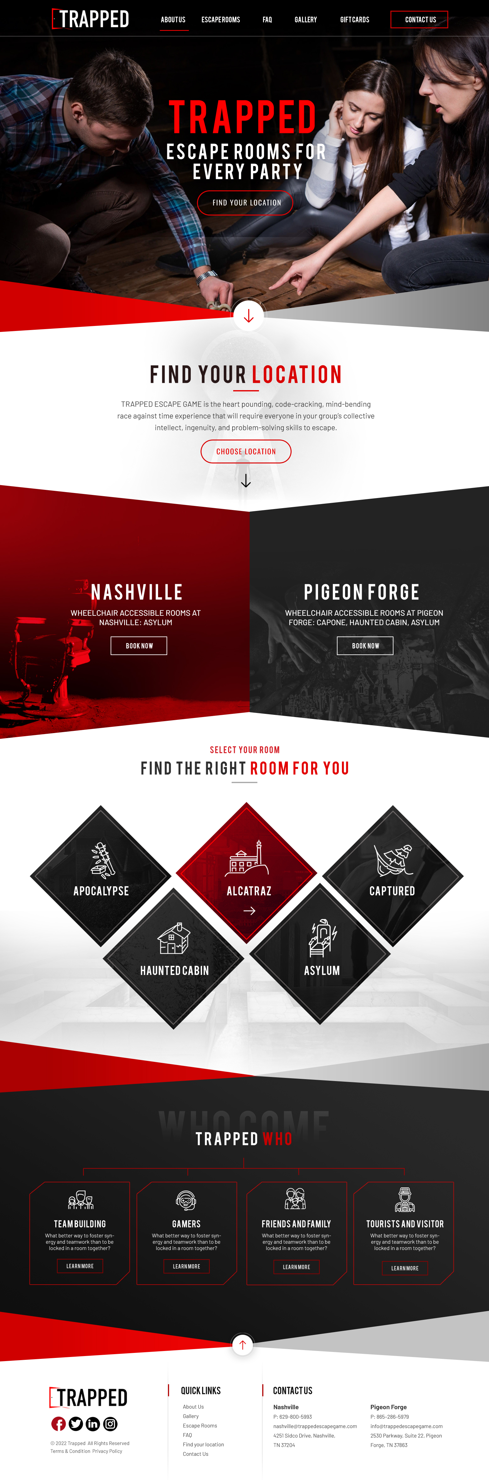 Web Design by Blue Sparrow for Trapped Escape Game | Design: #28972185