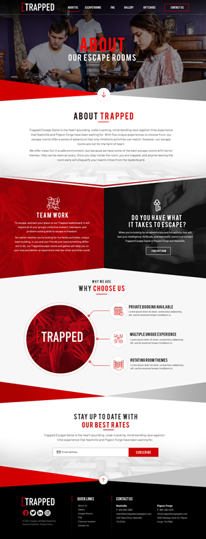 Web Design by Blue Sparrow for Trapped Escape Game | Design: #28972799