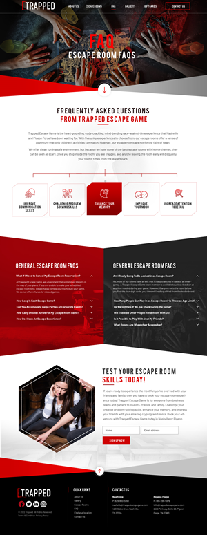 Web Design by Blue Sparrow for Trapped Escape Game | Design: #28972806