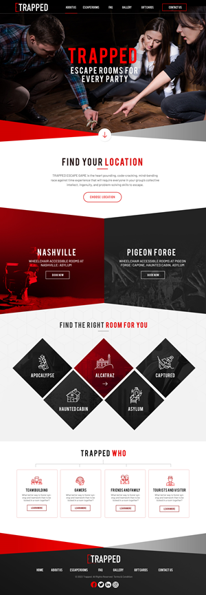 Web Design by Blue Sparrow for Trapped Escape Game | Design: #28976188