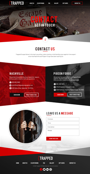 Web Design by Blue Sparrow for Trapped Escape Game | Design: #28976210