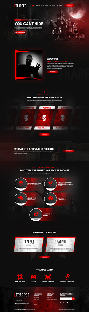 Web Design by Hussan for Trapped Escape Game | Design #28964444