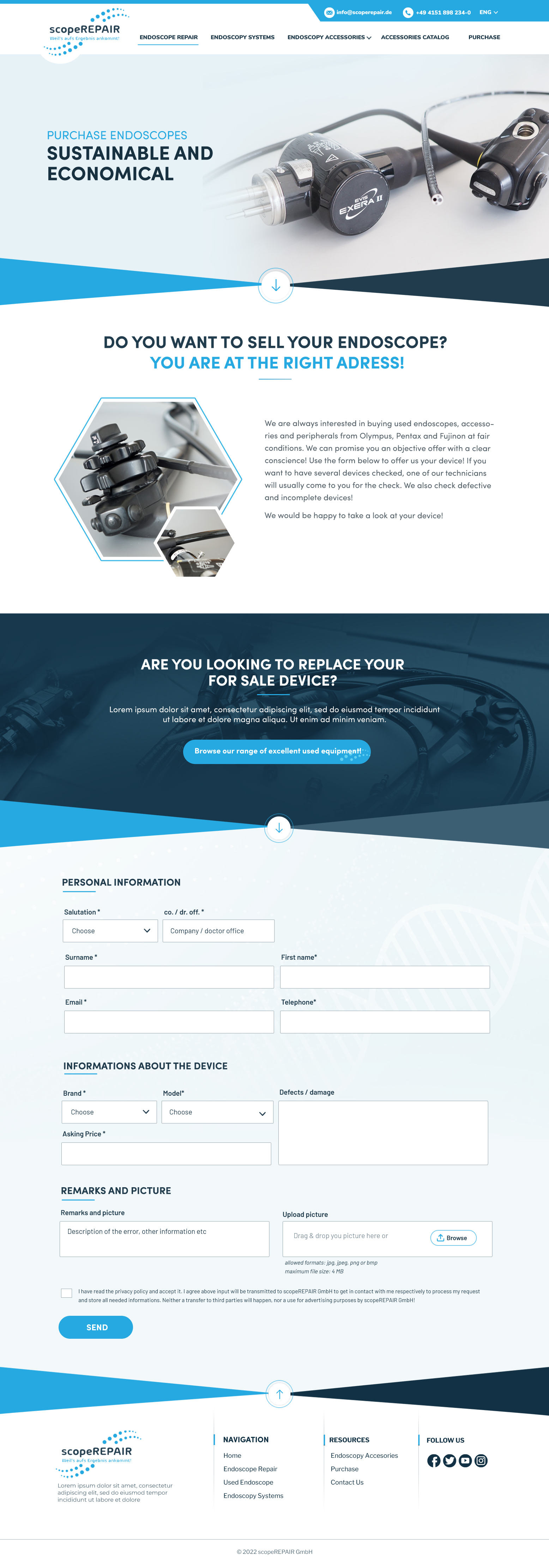 Diseño Web por Blue Sparrow para scopeREPAIR GmbH | Diseño #28983334