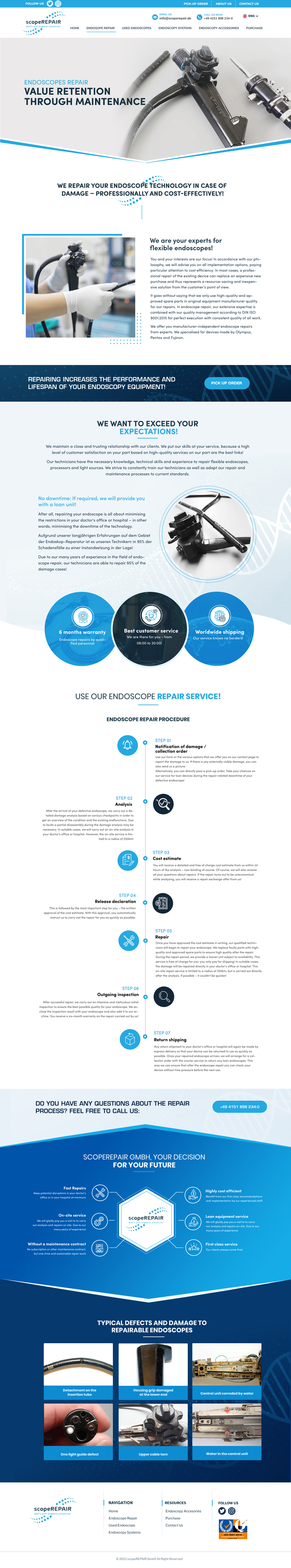 Diseño Web por Blue Sparrow para scopeREPAIR GmbH | Diseño #29183178