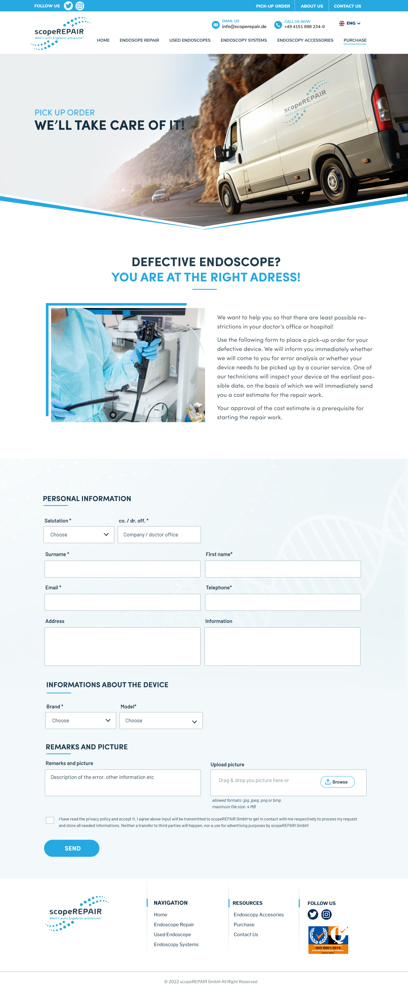 Diseño Web por Blue Sparrow para scopeREPAIR GmbH | Diseño #29183181