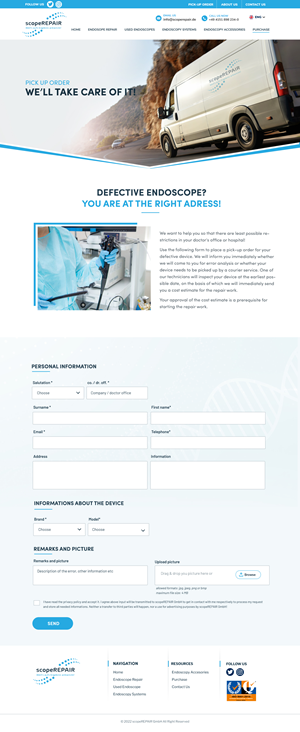 Diseño Web por Blue Sparrow para scopeREPAIR GmbH | Diseño: #29183181