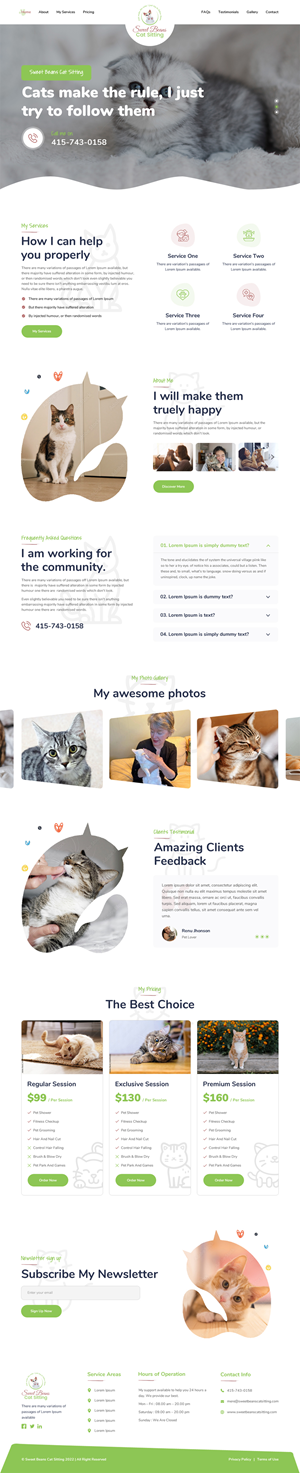 Web Design by Sujit Banerjee for SweetBeansCatSitting | Design #28999876