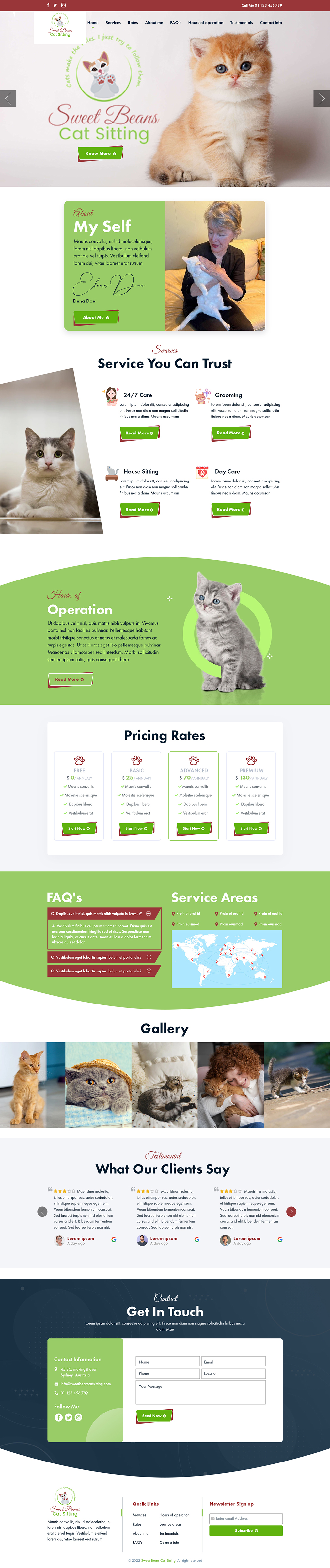 Web Design by sai.designer87 for SweetBeansCatSitting | Design #28992468