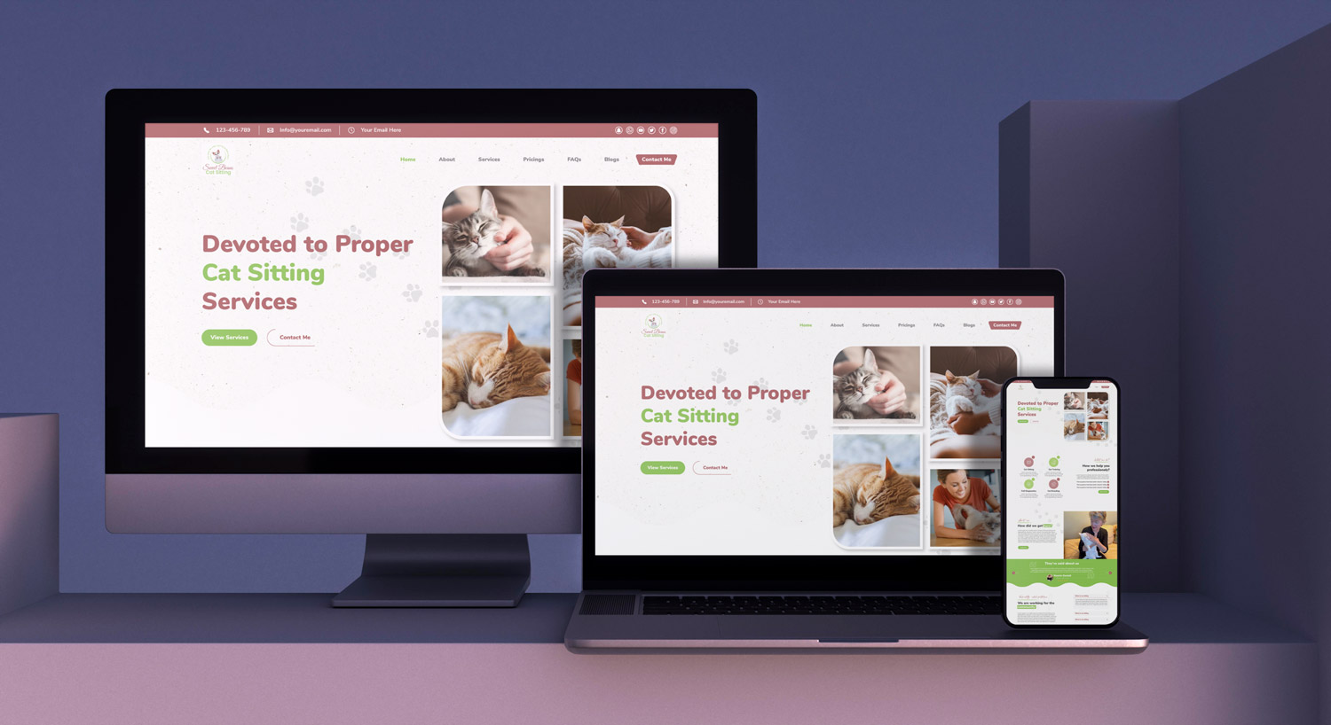 Web Design par 3Guys pour SweetBeansCatSitting | Design #28994704