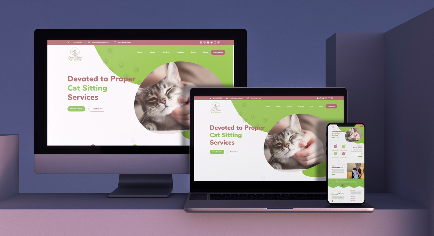 Web Design by 3Guys for SweetBeansCatSitting | Design #28994706