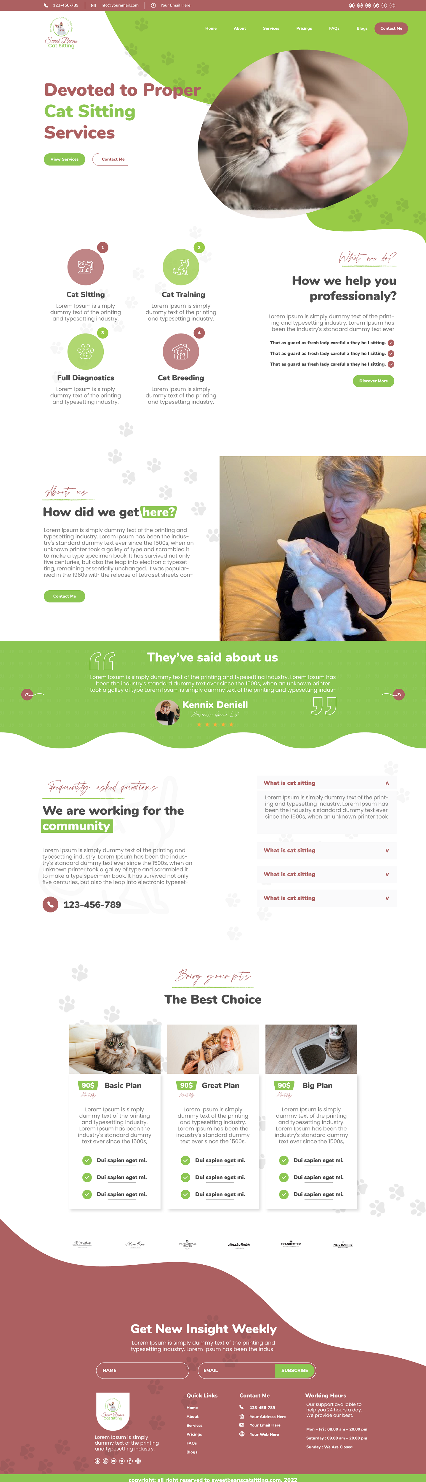 Web Design par 3Guys pour SweetBeansCatSitting | Design #28994708