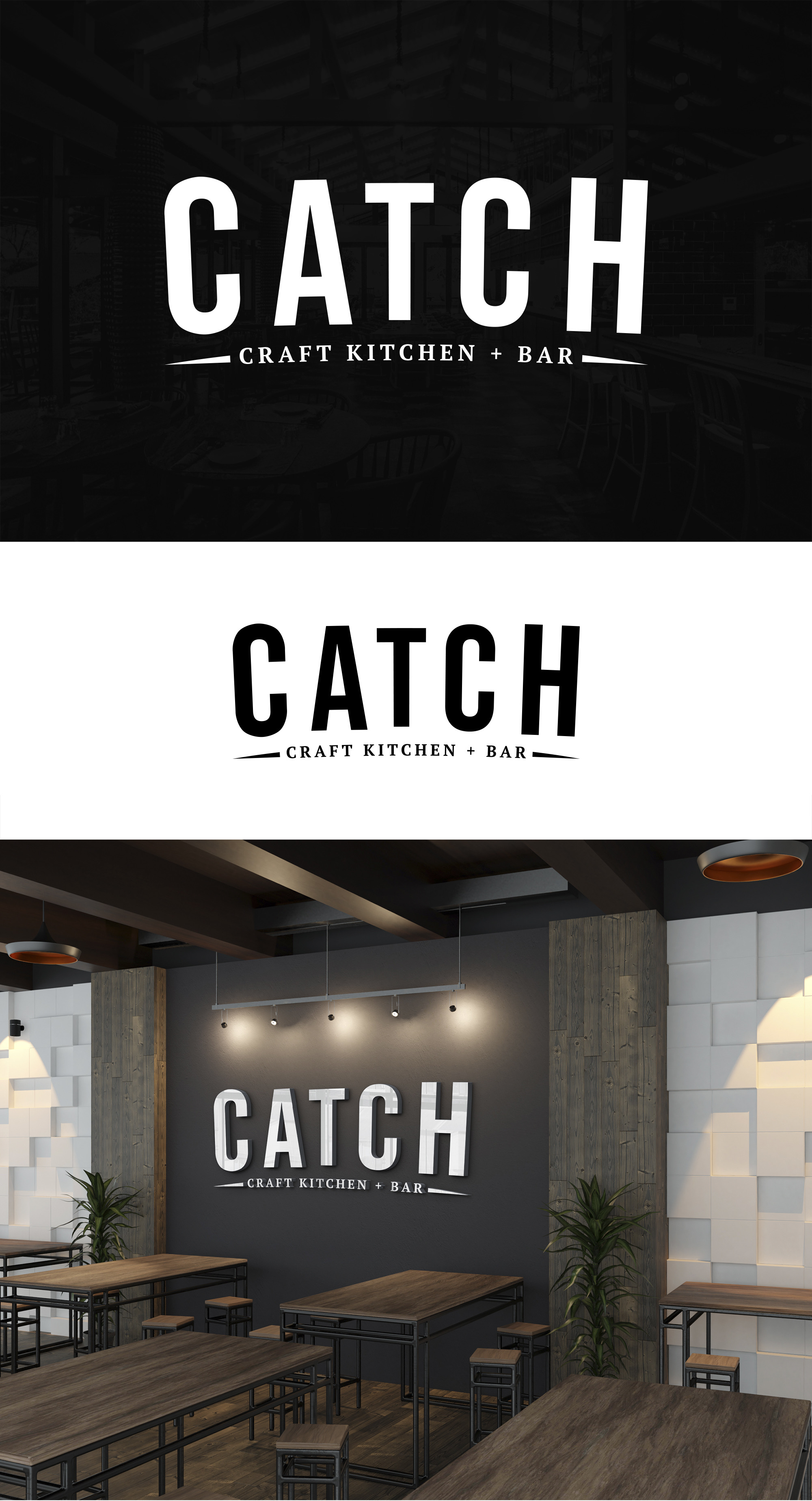 Elegant, Playful, Restaurant Logo Design for Katch Craft Kitchen + Bar