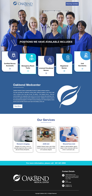 Landing Page-Design von MAZY für OakBend Medical Center | Design #28987522