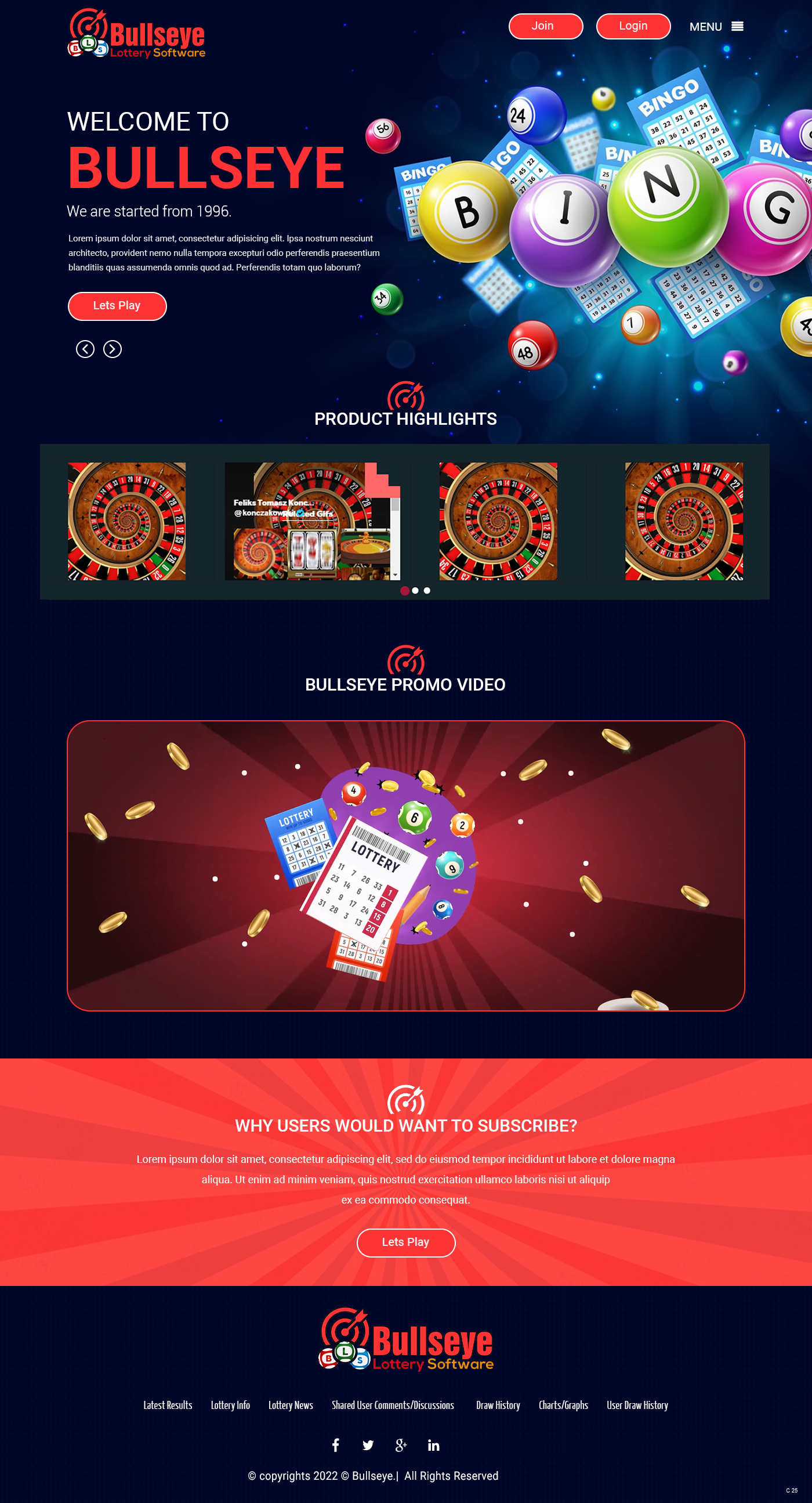 Design de Page d'Accueil par pb pour Bullseye Lottery | Design #28994167