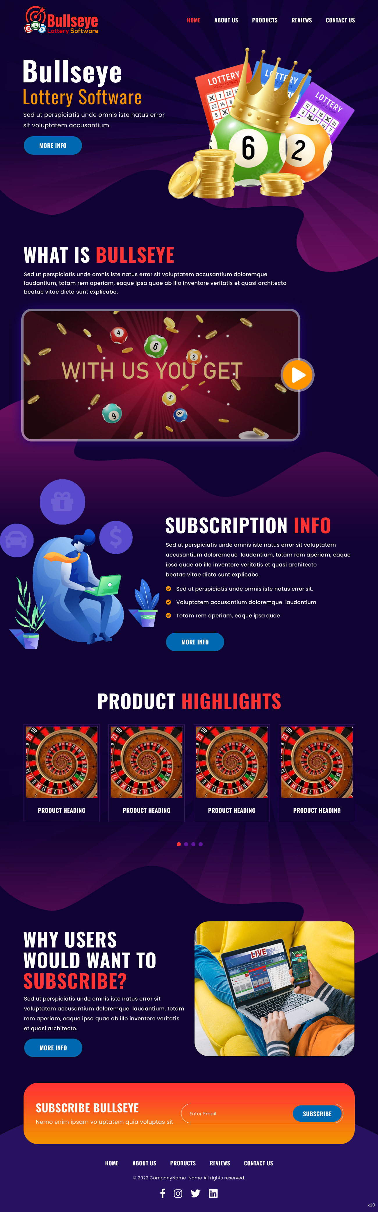 Landing Page Design by pb for Bullseye Lottery | Design #28994171