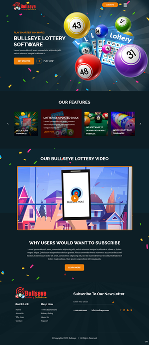 Landing Page Design by pb for Bullseye Lottery | Design: #29068551