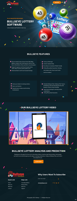 Landing Page Design by pb for Bullseye Lottery | Design: #29089999