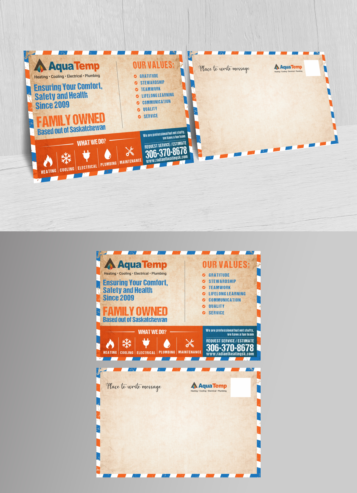 Postcard Design by KreativeMadz for AquaTemp | Design #29012340
