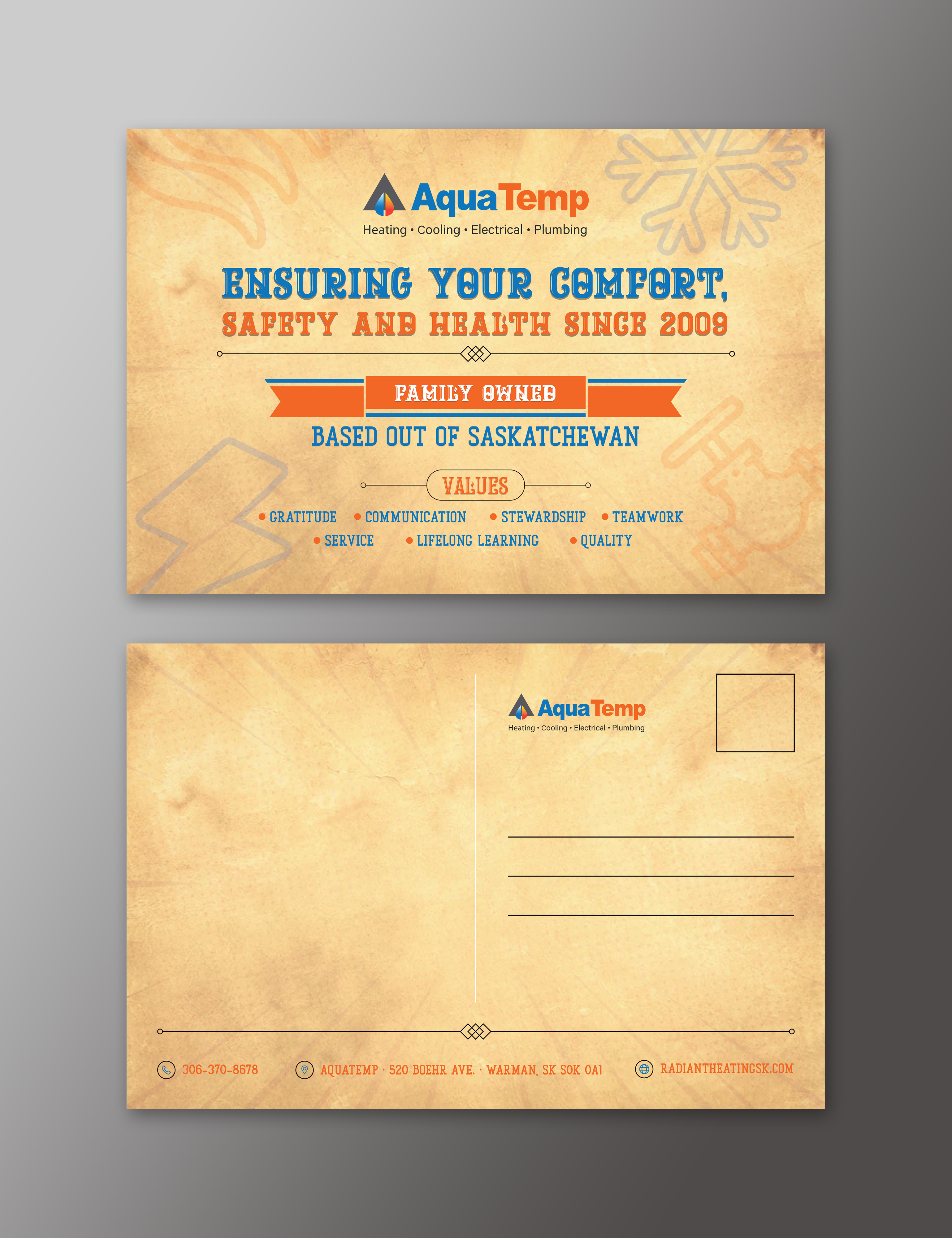 Postcard Design by KreativeMadz for AquaTemp | Design #29014296