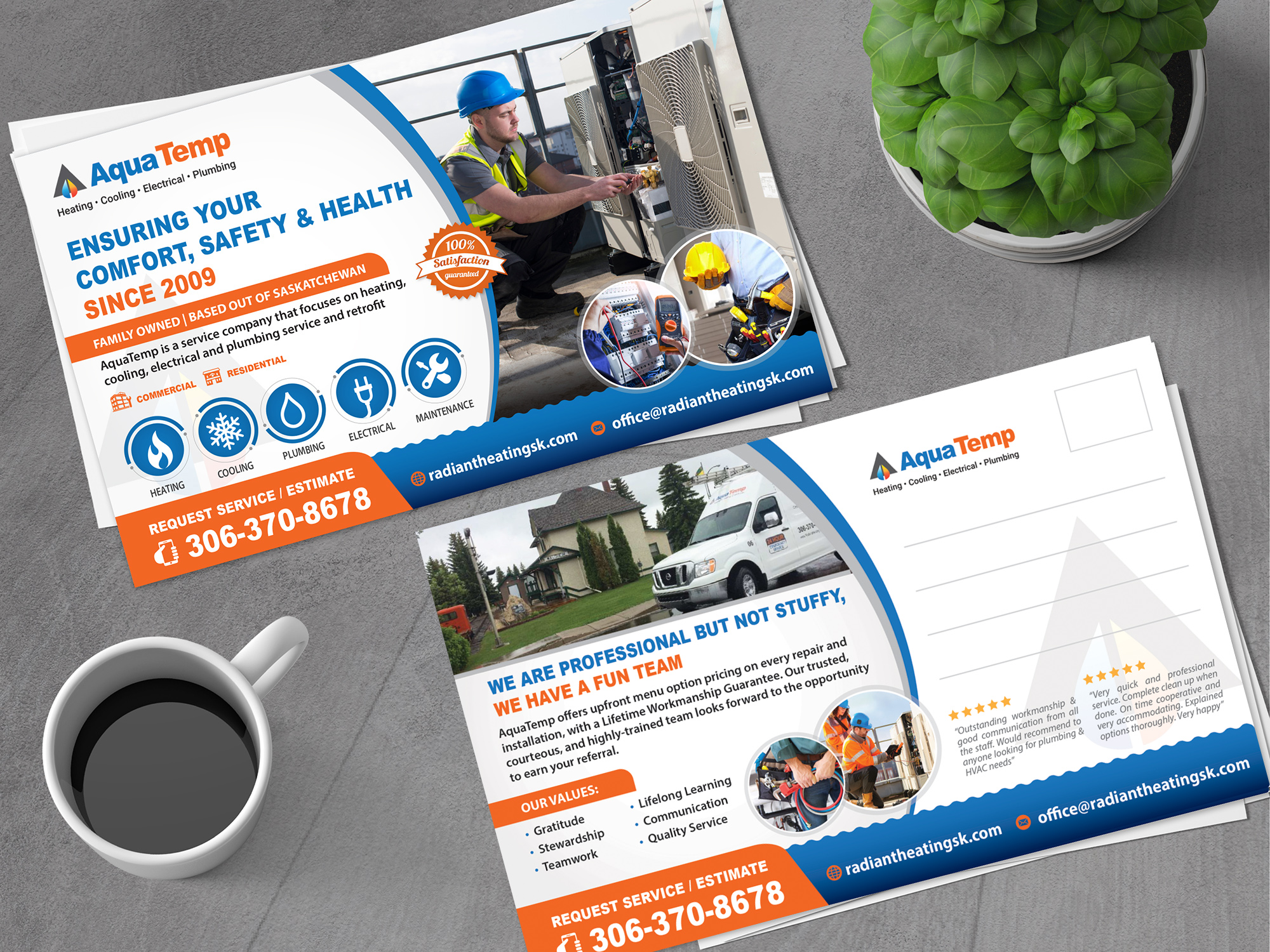 Postcard Design by alex989 for AquaTemp | Design #29010296