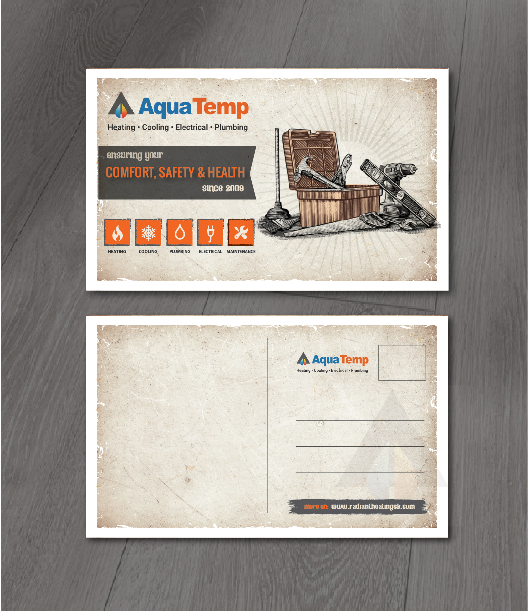Postcard Design by alex989 for AquaTemp | Design: #29054882