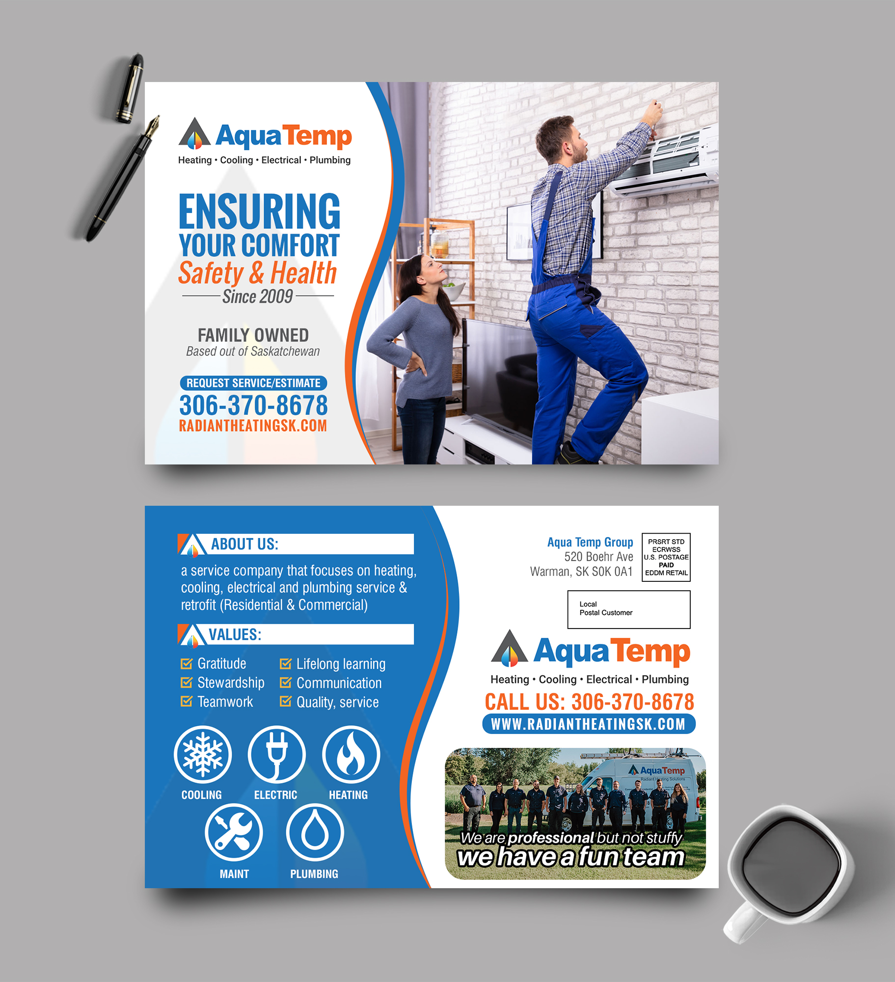 Postcard Design by chandrayaan.creative for AquaTemp | Design #29007171