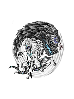 Yin Yang (Lamb/Wolf) Morse Code Tattoo | Diseño de Tatuaje por ELAMANTS