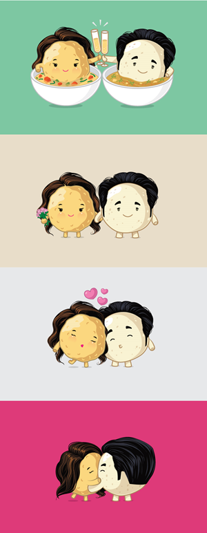 Sharon & Stuart Wedding Characters | Diseño de Personaje por ally designs