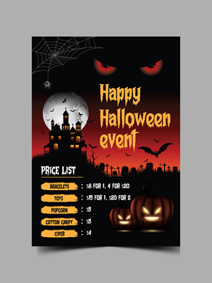 Pricing Poster selling novelty toys and snacks at a Halloween event | Diseño de Póster por KreativeMadz