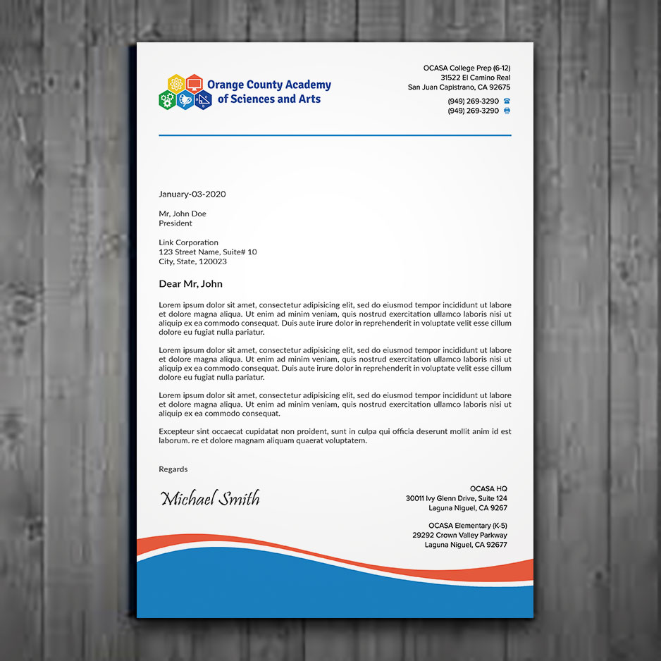 Stationery Design by sadikul islam for Orange County Academy of Sciences and Arts | Design #29052662