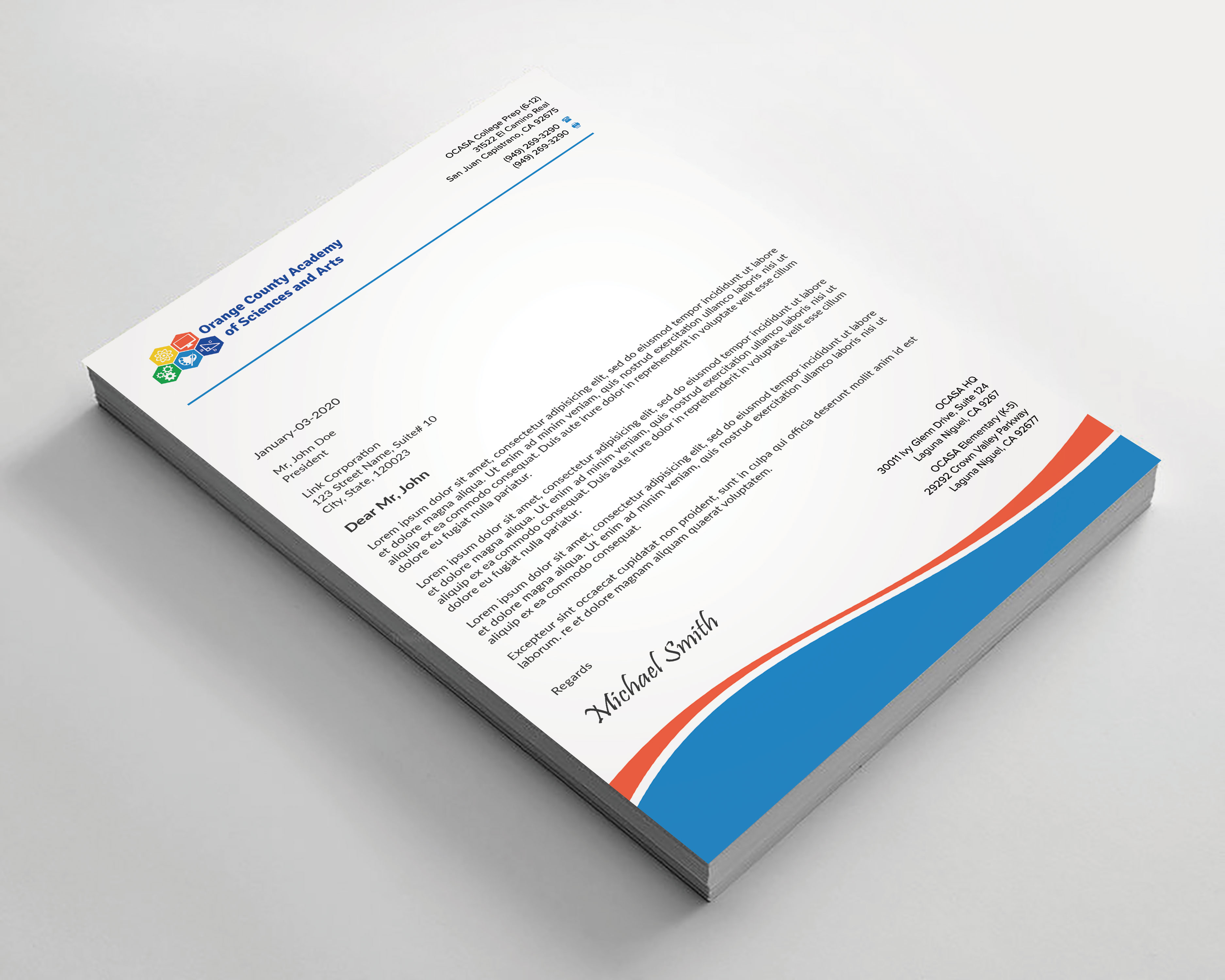 Stationery Design by sadikul islam for Orange County Academy of Sciences and Arts | Design #29052664