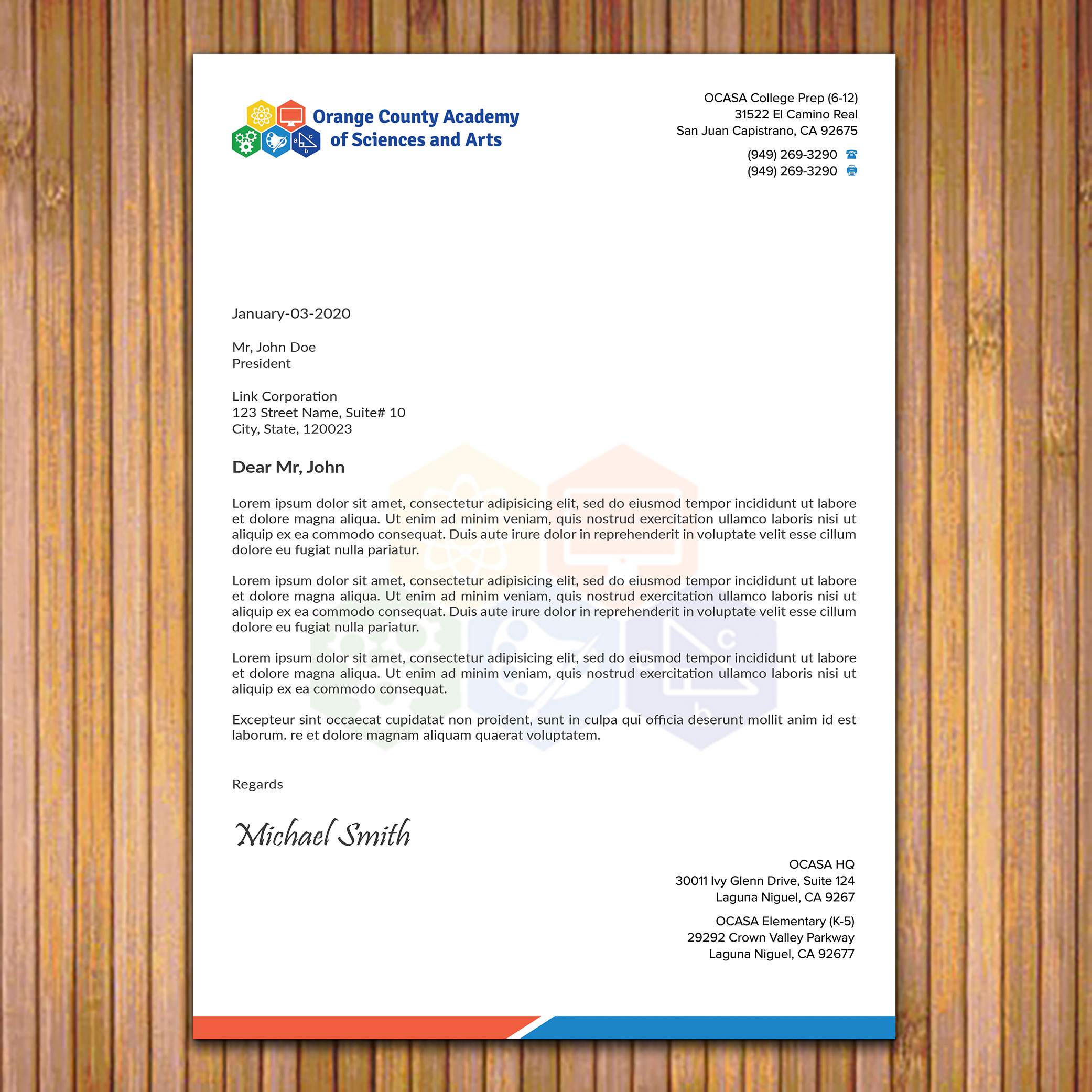 Stationery Design by sadikul islam for Orange County Academy of Sciences and Arts | Design #29052876