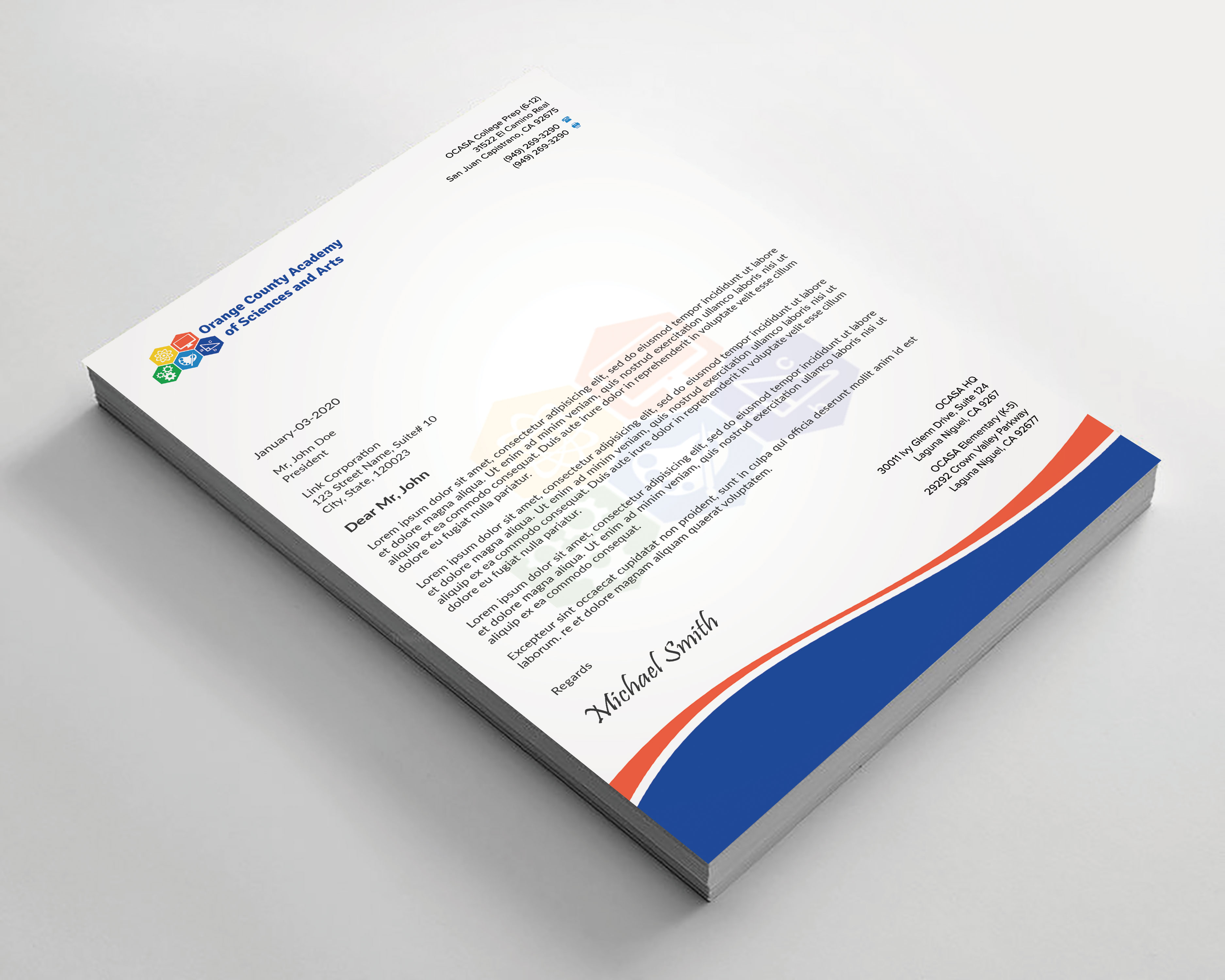 Design de Papeterie par sadikul islam pour Orange County Academy of Sciences and Arts | Design #29052878