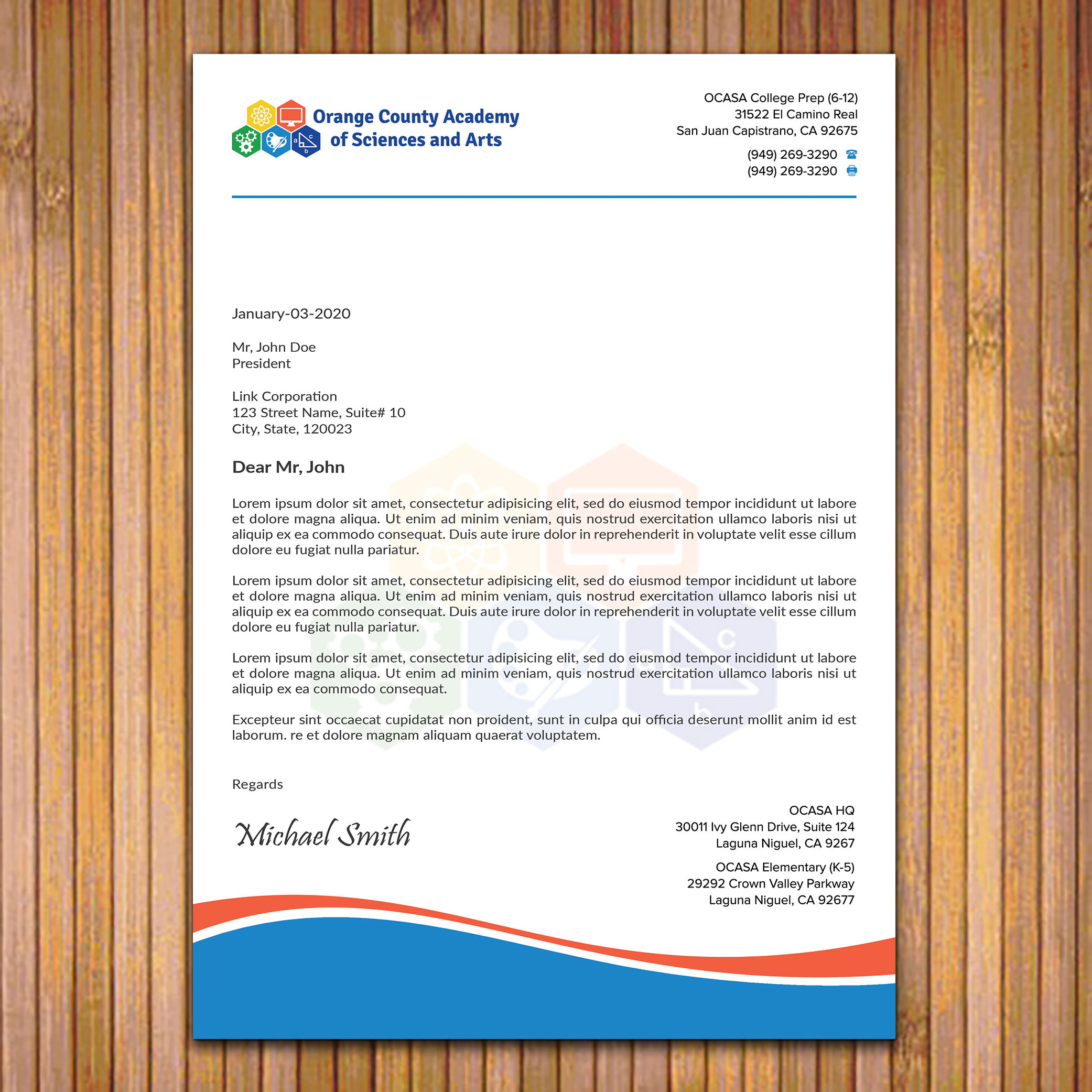 Stationery Design by sadikul islam for Orange County Academy of Sciences and Arts | Design #29052880