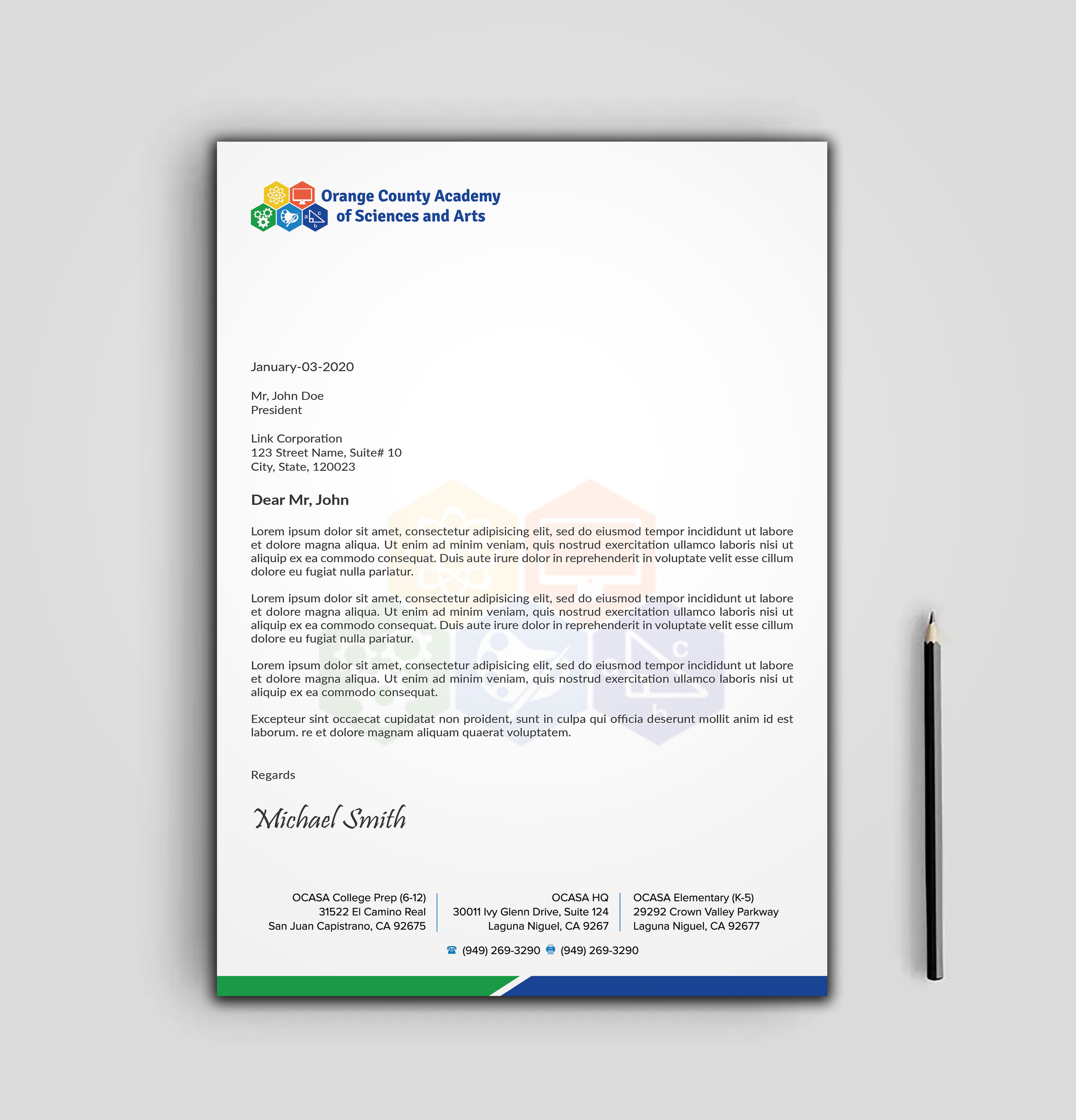 Stationery Design by sadikul islam for Orange County Academy of Sciences and Arts | Design #29052889