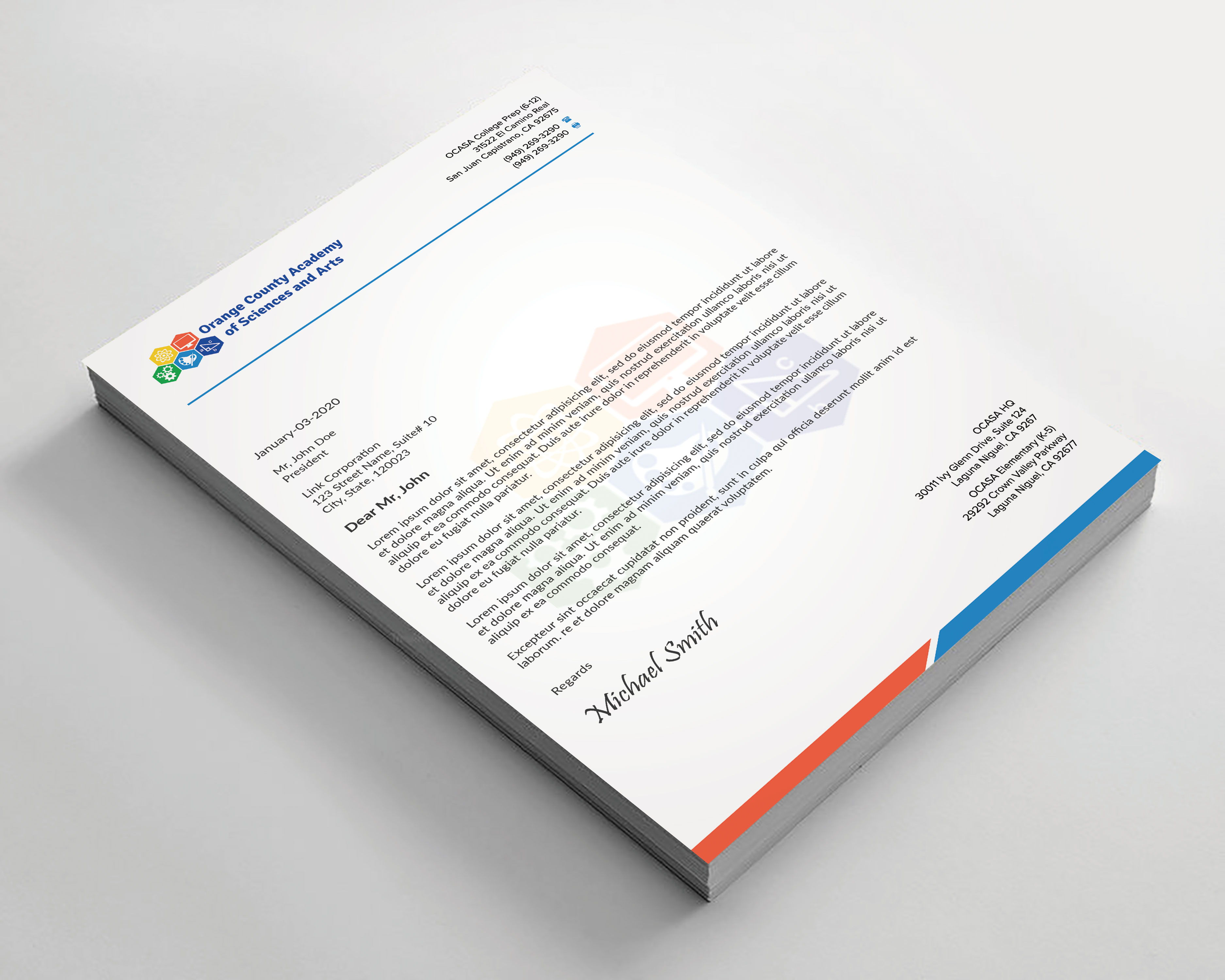 Stationery Design by sadikul islam for Orange County Academy of Sciences and Arts | Design #29052890