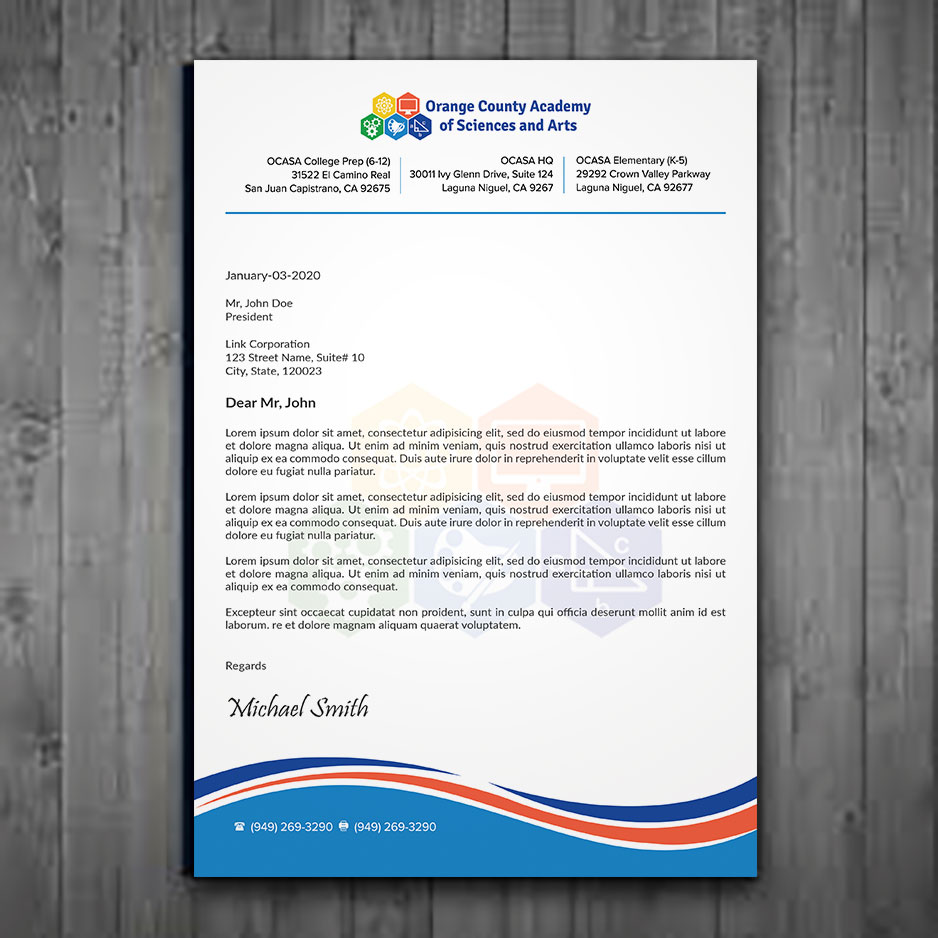 Stationery Design by sadikul islam for Orange County Academy of Sciences and Arts | Design #29052892