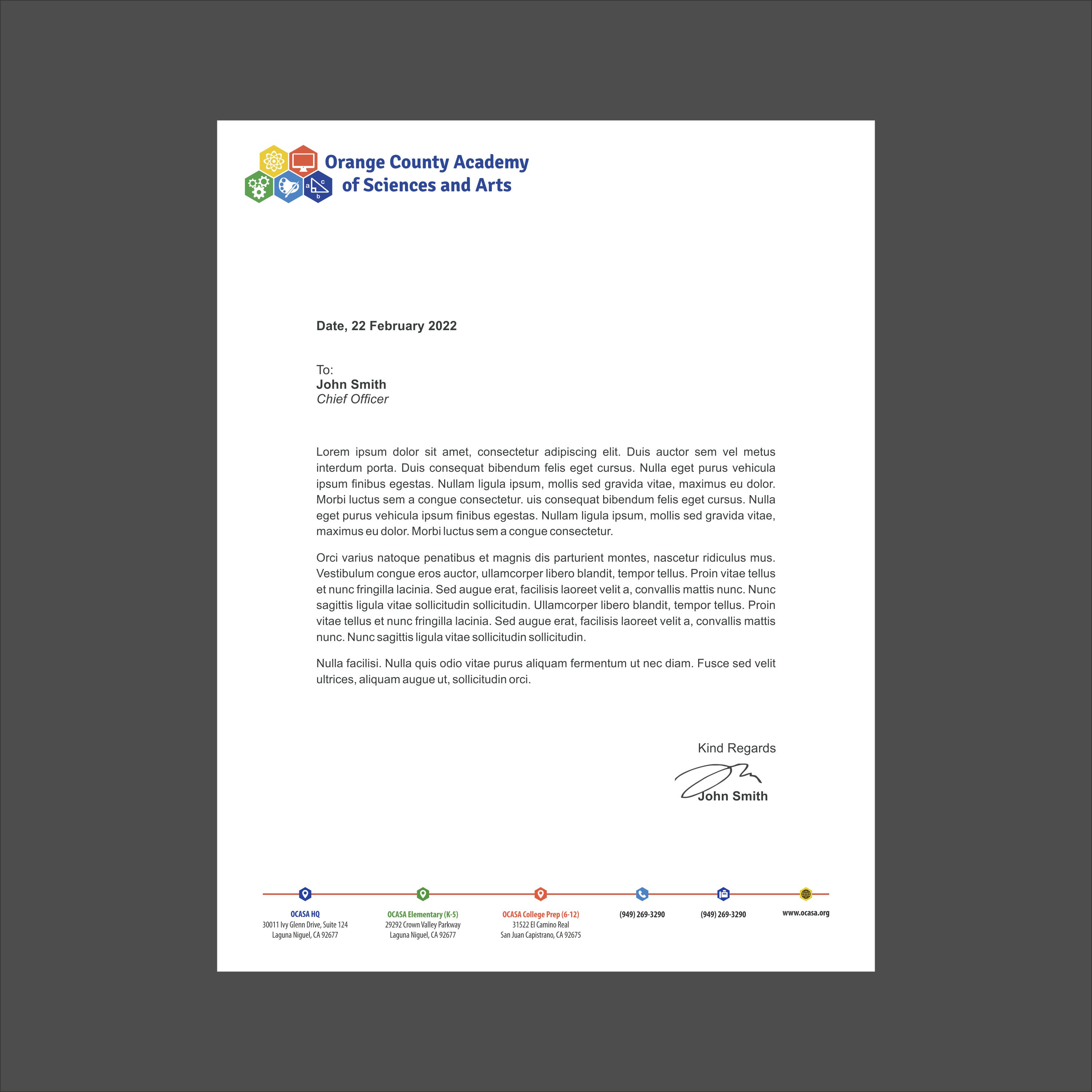 Stationery Design by nng for Orange County Academy of Sciences and Arts | Design #29074618
