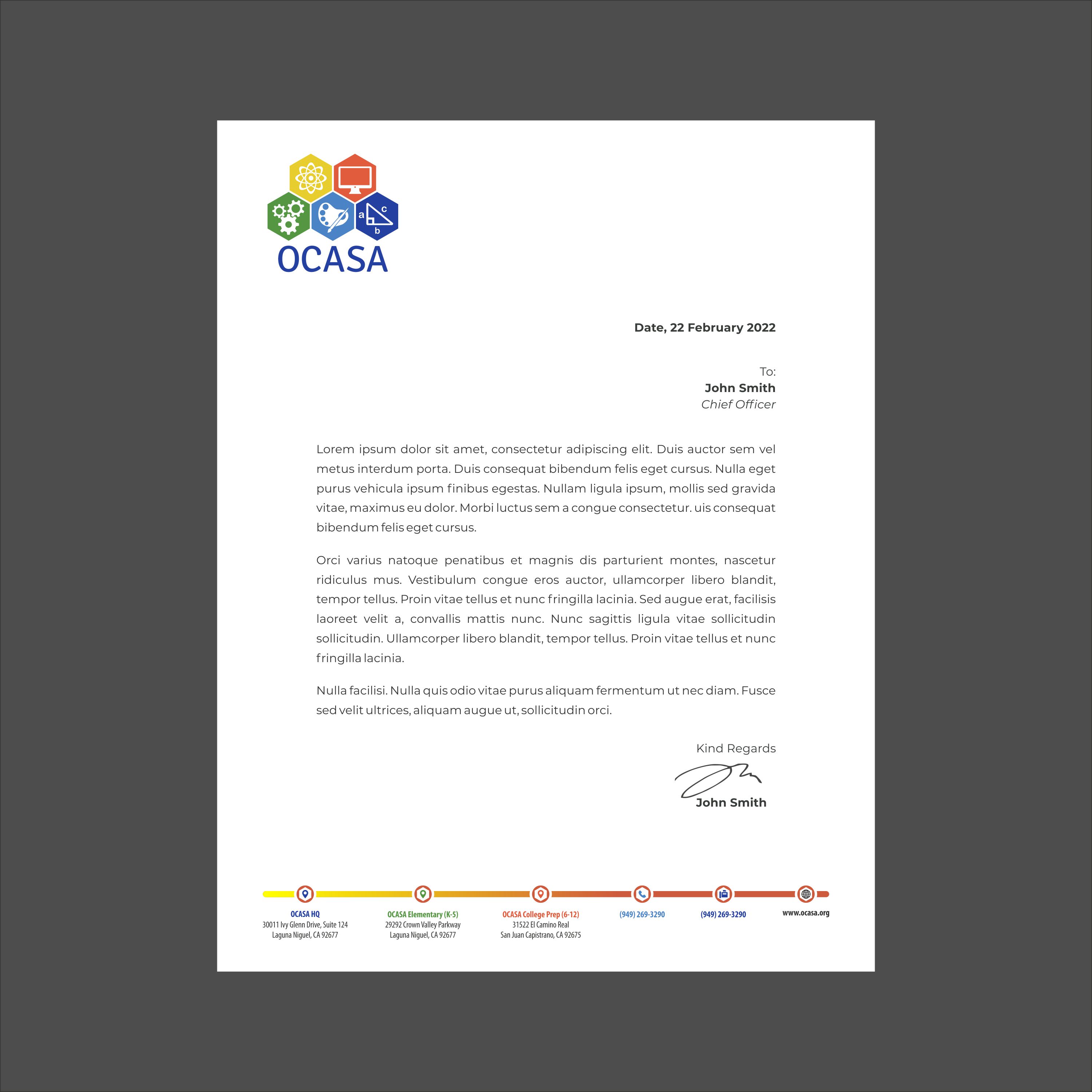 Diseño de Papelería por nng para Orange County Academy of Sciences and Arts | Diseño #29076456